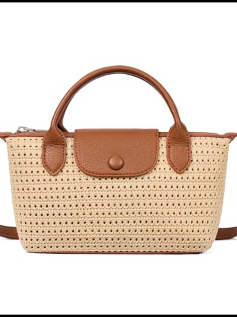 Mini Tote Crossbody Bag With Adjustable Strap PU Trim Women Casual Purse